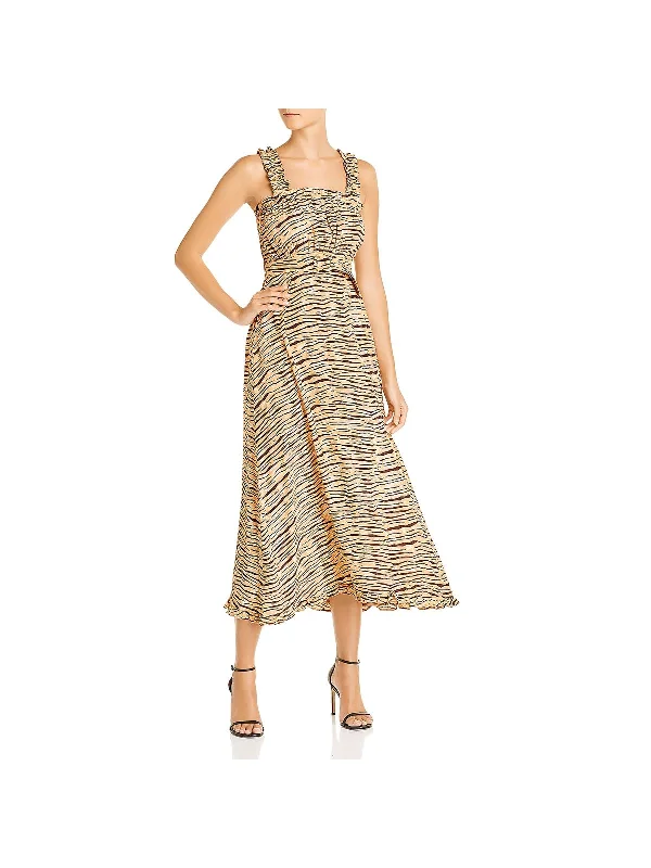 Weekend Deal Saint Tropez Womens Smocked Ruffled Midi Dress