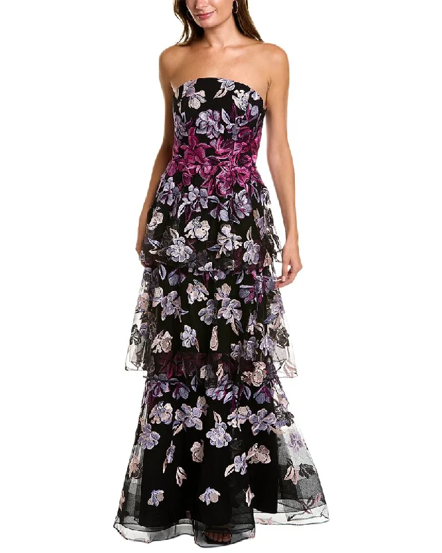 Flash Deals Marchesa Notte Tiered Strapless Gown