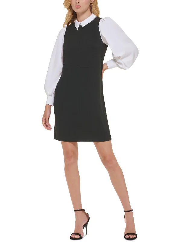 Exclusive Preview Womens Crepe Layered Mini Dress