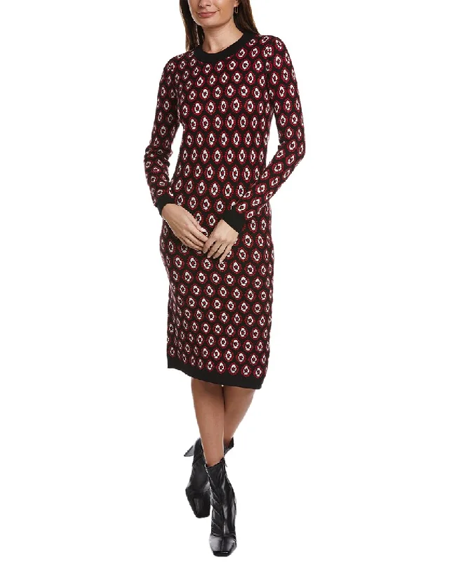 Overstock Elie Tahari Jacquard Slim Midi Dress