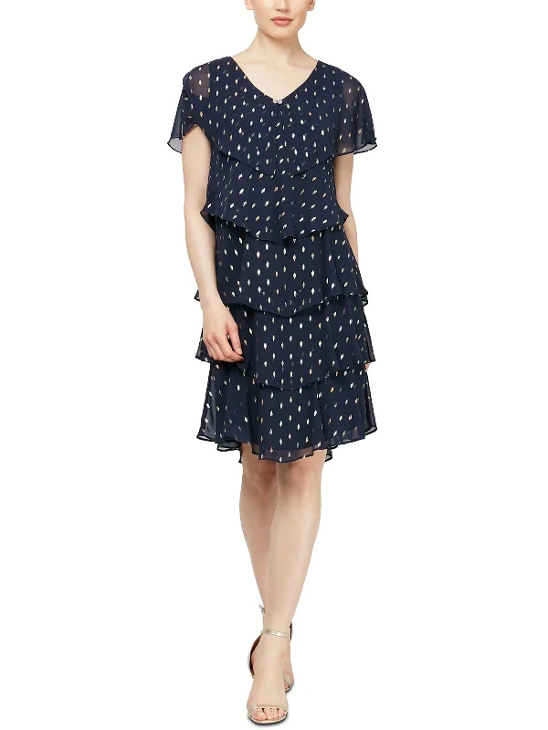 Bonus Savings Womens Chiffon Polka Dot Cocktail and Party Dress