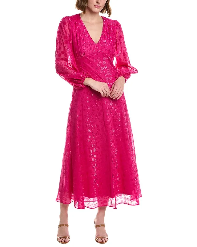 Friends and Family Sale Taylor Chiffon Clip Dot Jacquard Maxi Dress