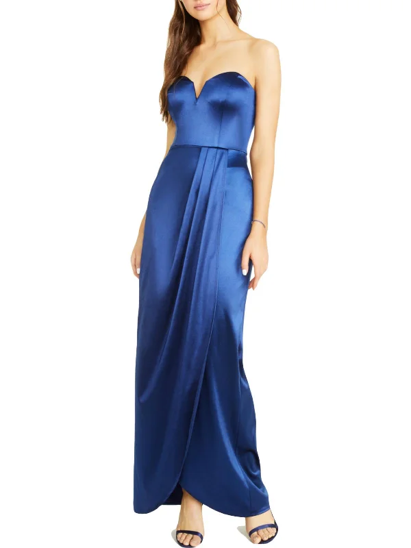 Anniversary Sale Juniors Womens Pleated Slit Evening Dress