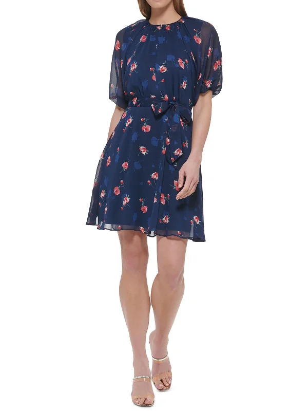 Sale Event Womens Knee Length Tie Waist Fit & Flare Dress