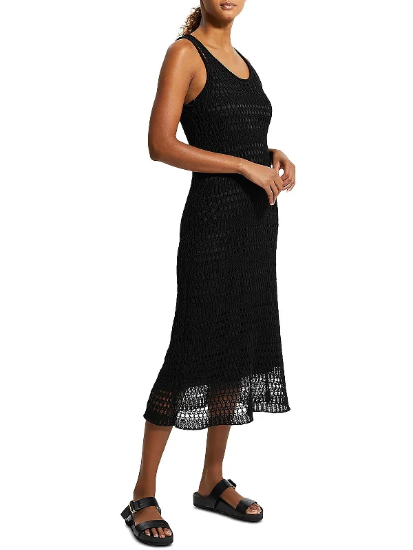 Price Break Womens Crochet Tea Length Midi Dress