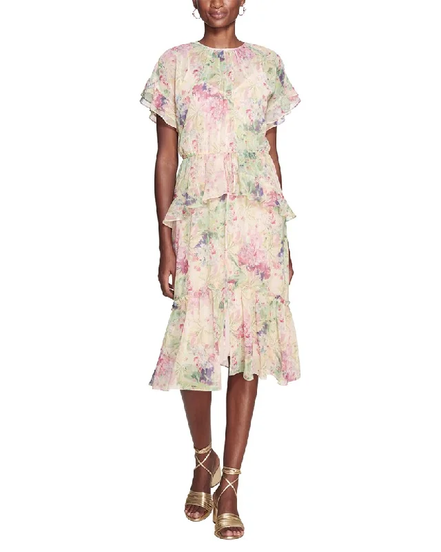Weekend Deal Marchesa Notte Lita Printed Midi Dress