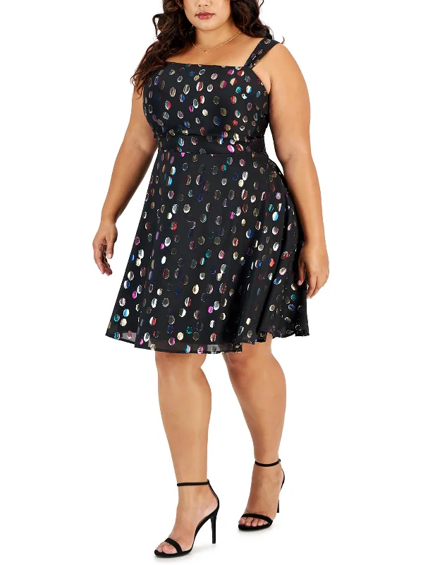 Reduced Prices Plus Womens Party Mini Fit & Flare Dress