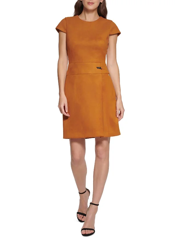 Online Exclusive Plus Womens Faux Suede Mini Sheath Dress