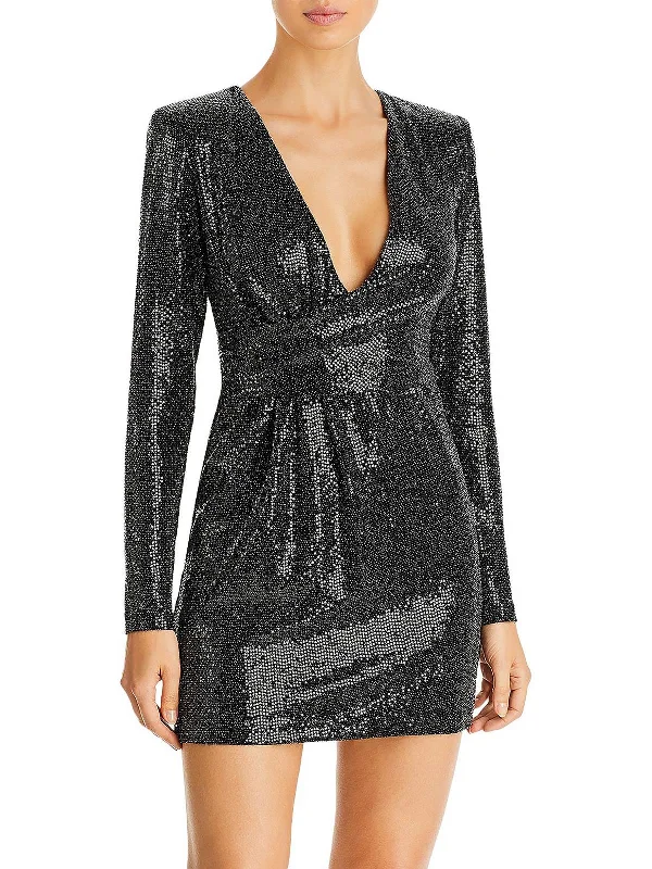 Amazing Deals Esme Womens Metallic Mini Cocktail and Party Dress