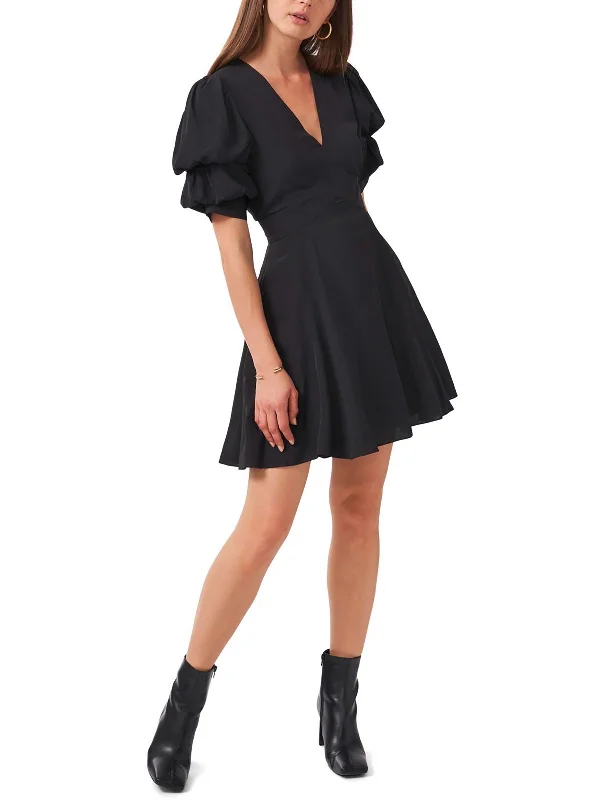 Big Discounts Womens Puff Sleeve V-Neck Fit & Flare Dress