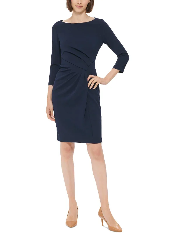 Exclusive Offers Petites Womens Gathered Mini Sheath Dress