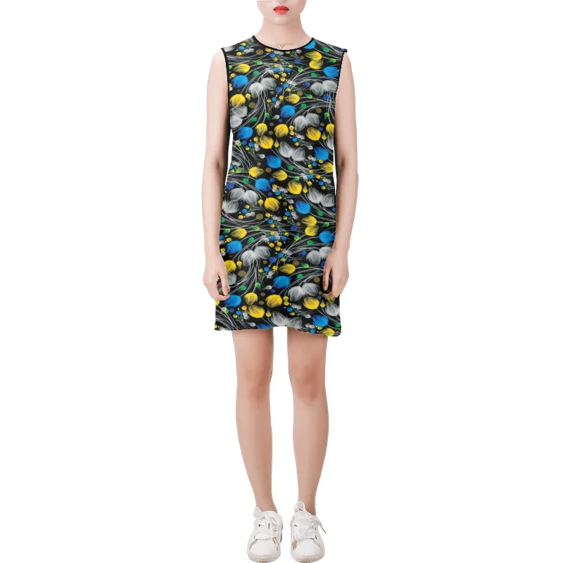 Clearance Items Sleeveless Round Neck Shift Dress (Model D51)