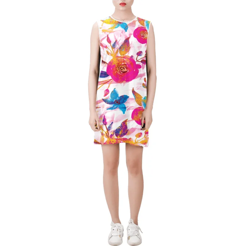 Crazy Savings Sleeveless Round Neck Shift Dress (Model D51)
