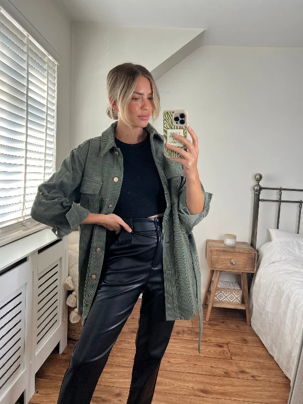 Exclusive Preview Sophie Corduroy Oversized Shirt / Khaki
