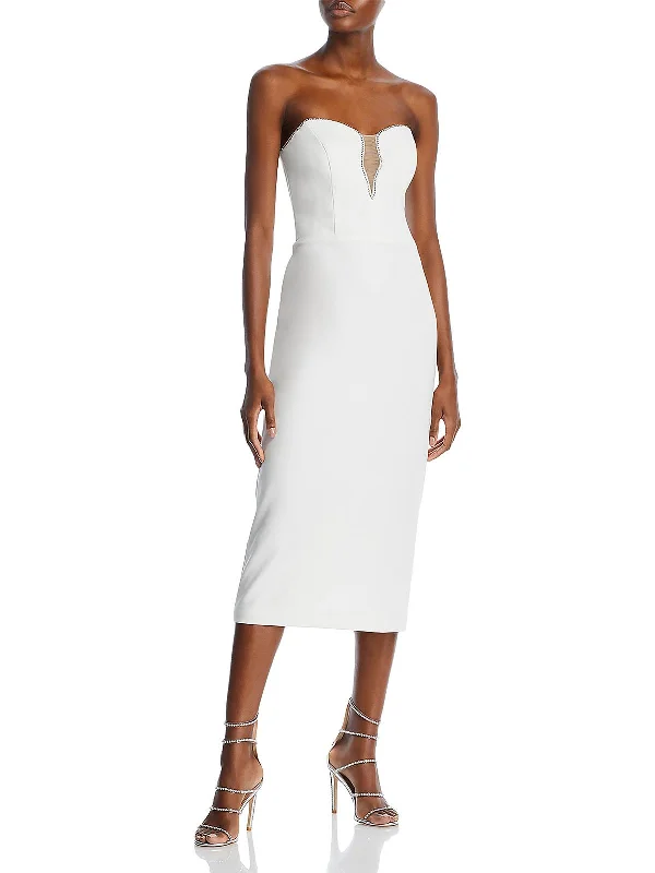 Online Exclusive Womens Rhinestone Mid-Calf Midi Dress