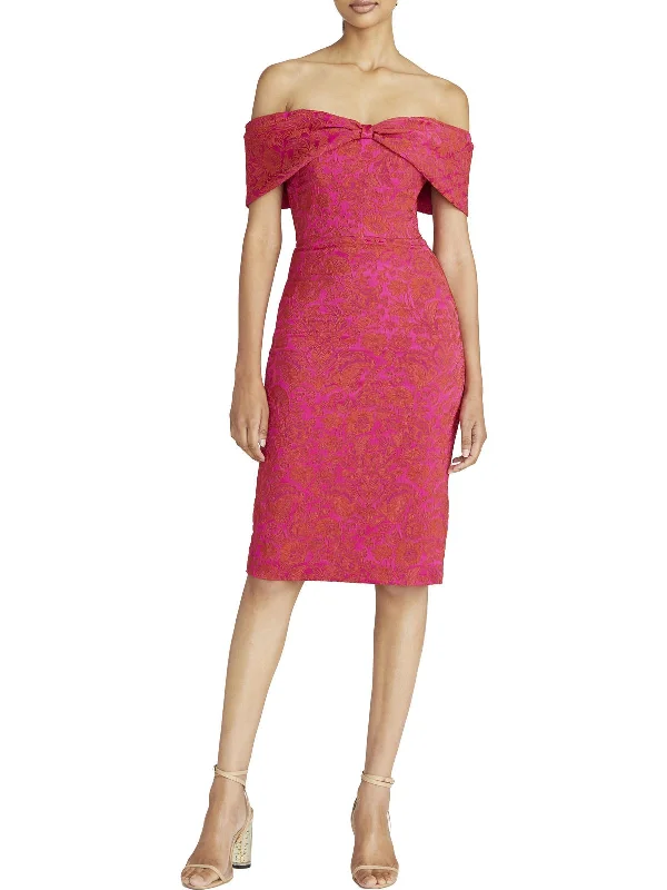 Hurry In Womens Off-The-Shoulder Knee-Length Cocktail and Party Dress