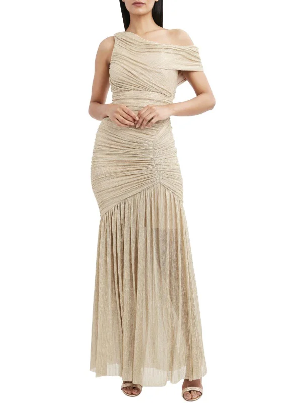 Act Now Lillian Womens Metallic One Shoulder Evening Dress