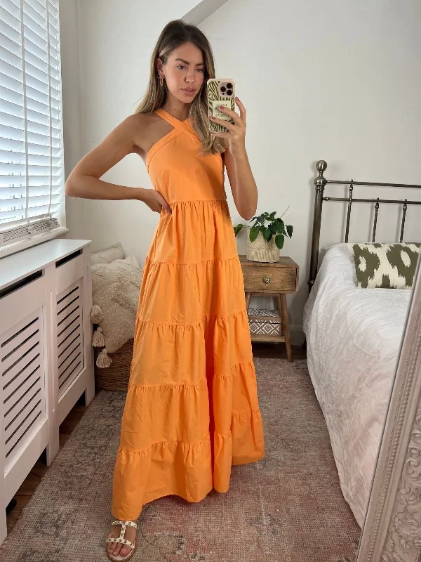 Super Deal Immy Halter Tiered Dress / Orange