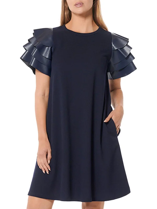 Mega Deal Womens Faux Leather Mini Shift Dress
