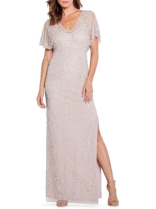 Discount Deals Womens Beaded V-neck Evening Dress