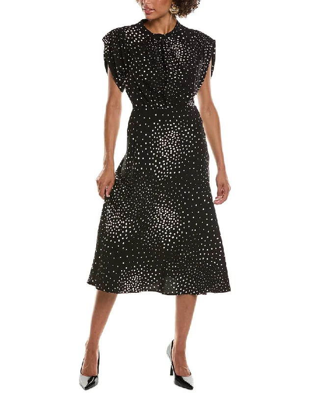 Low Prices Teri Jon by Rickie Freeman Crepe Polka Dot Cinched Midi Dress