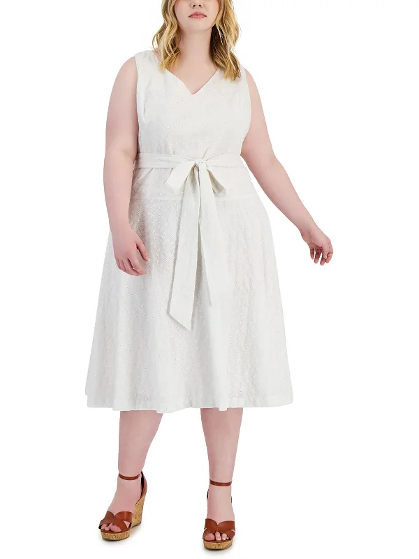 Steals and Deals Plus Womens Cotton Embroidered Shift Dress