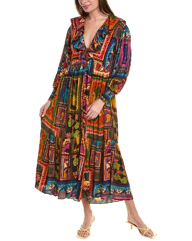 Limited Time Offer FARM Rio Patchwork Tapestry Ankle Dress