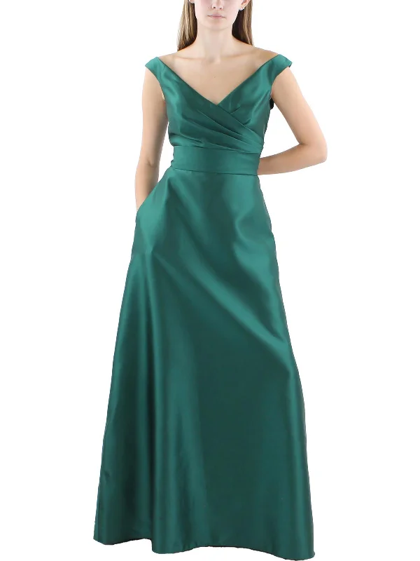 Price Break Womens Satin Off The Shoulder Evening Dress