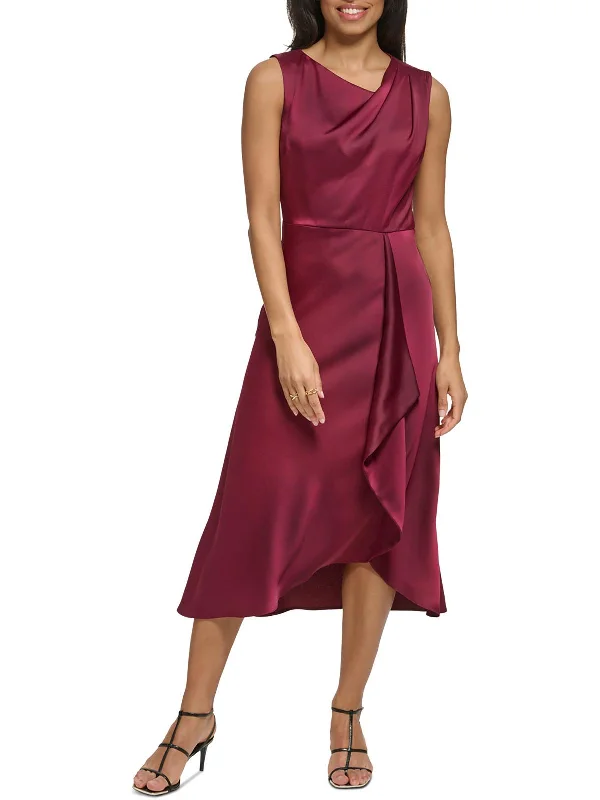 Best Deals Womens Midi Faux-Wrap Wrap Dress