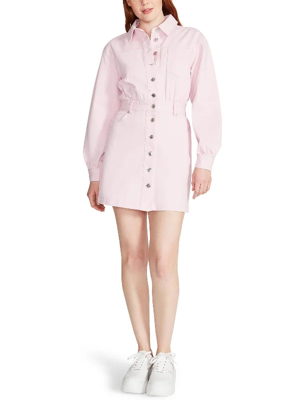 Bonus Savings Womens Denim Button-Down Shirtdress