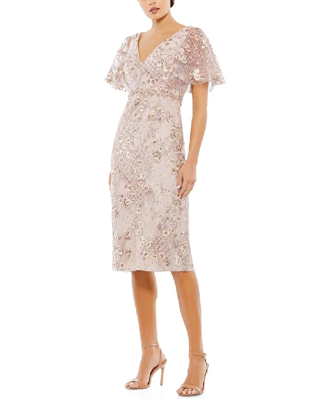 Overstock Mac Duggal Butterfly Sleeve Column Midi Dress