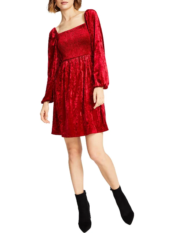 Huge Savings Womens Velvet Mini Fit & Flare Dress