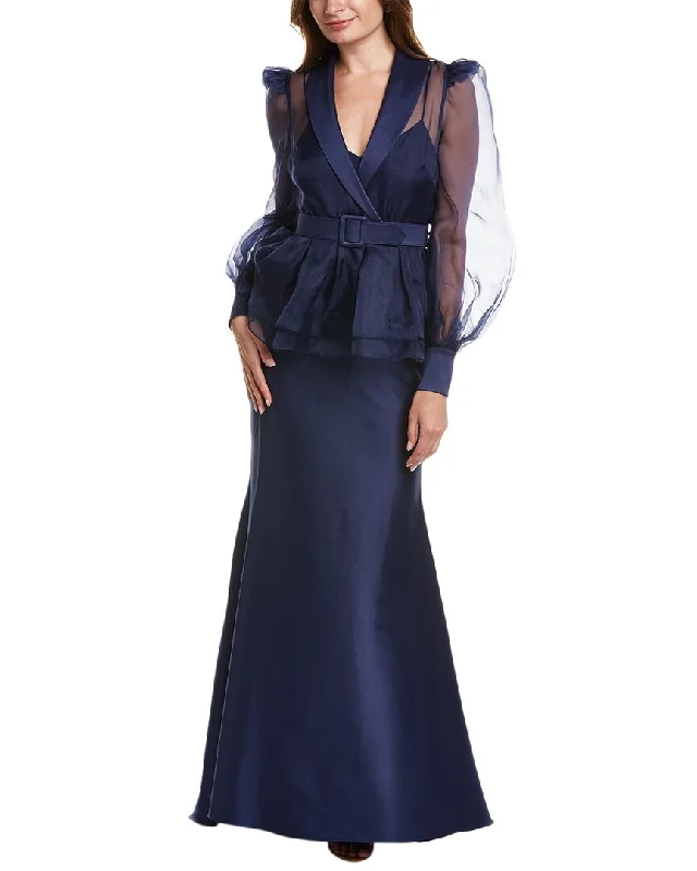 Massive Deals Badgley Mischka Peplum Gown