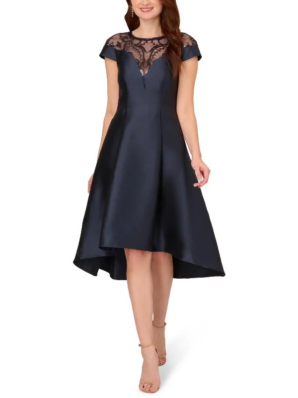 Super Bargain Mikado Womens Hi-Low Fit & Flare Cocktail And Party Dress