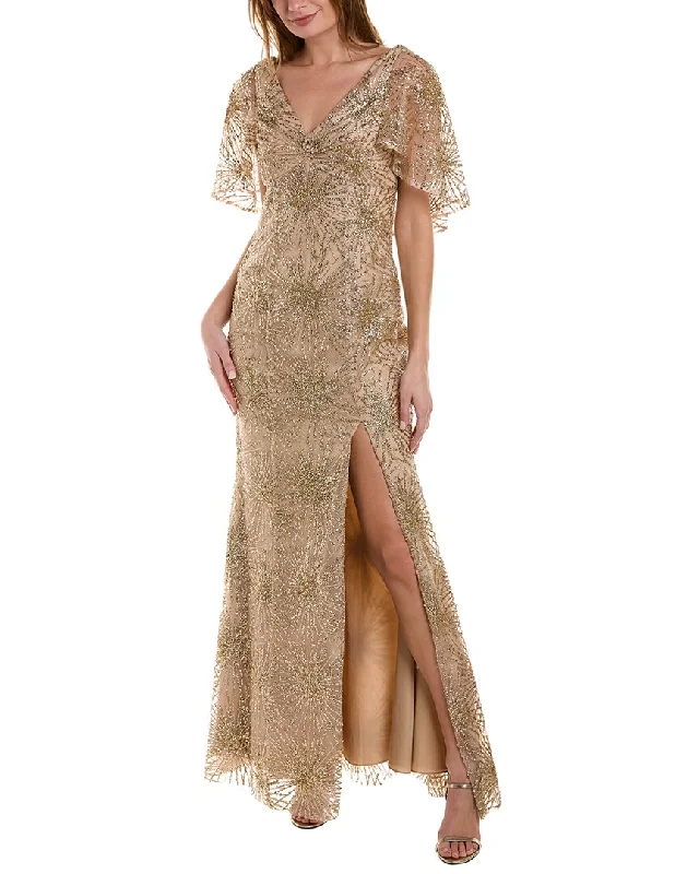 Massive Deals Marchesa Notte Beaded Glitter Sequin Gown