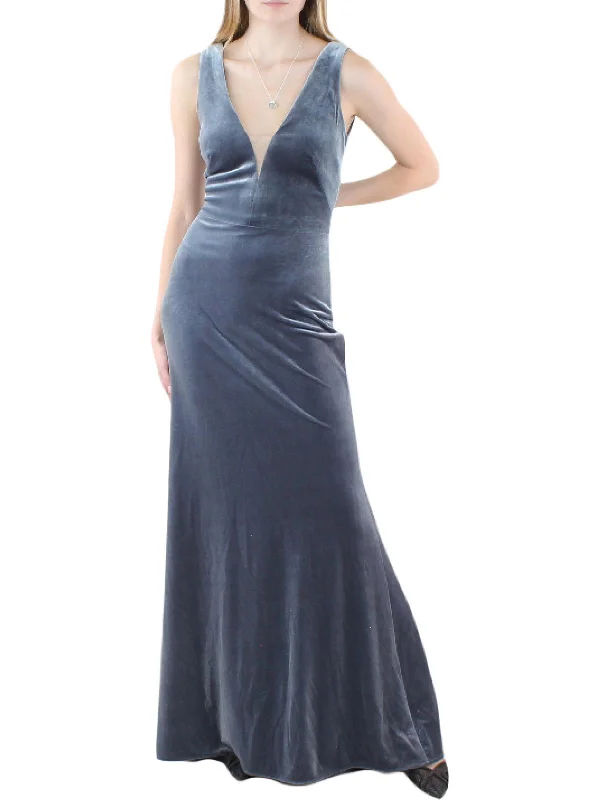 Get It Before It’s Gone Womens Velvet Long Evening Dress