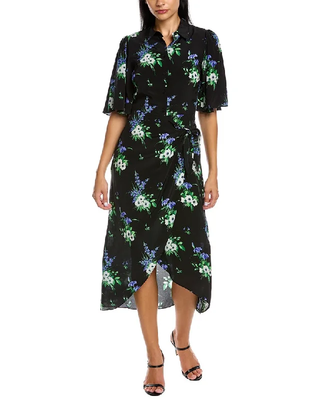 Now or Never Les Reveries Flutter Sleeve Silk Midi Dress