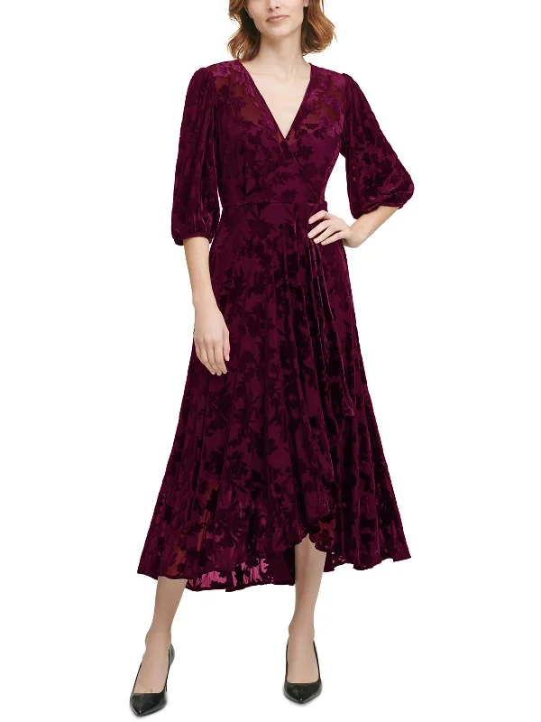 Deal Frenzy Plus Womens Velvet Surplice Maxi Dress