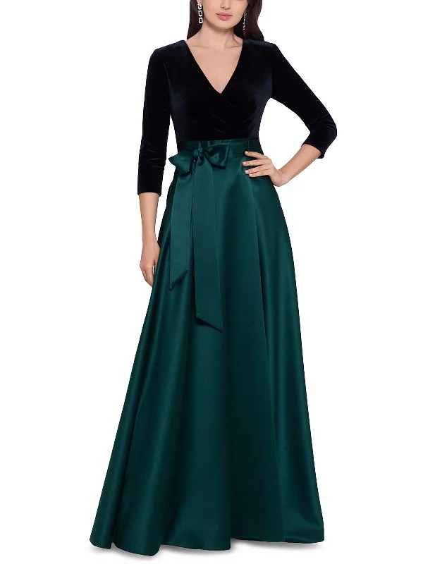 Can't Miss Womens Velvet Top Ball Evening Dress