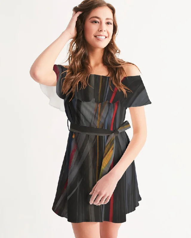Buy More, Save More Asian collection [Part 1] Women's All-Over Print Off-Shoulder Dress
