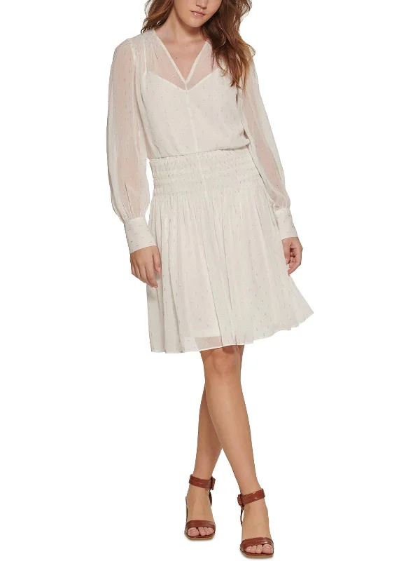 Get It Before It’s Gone Womens Sheer Metallic Mini Dress