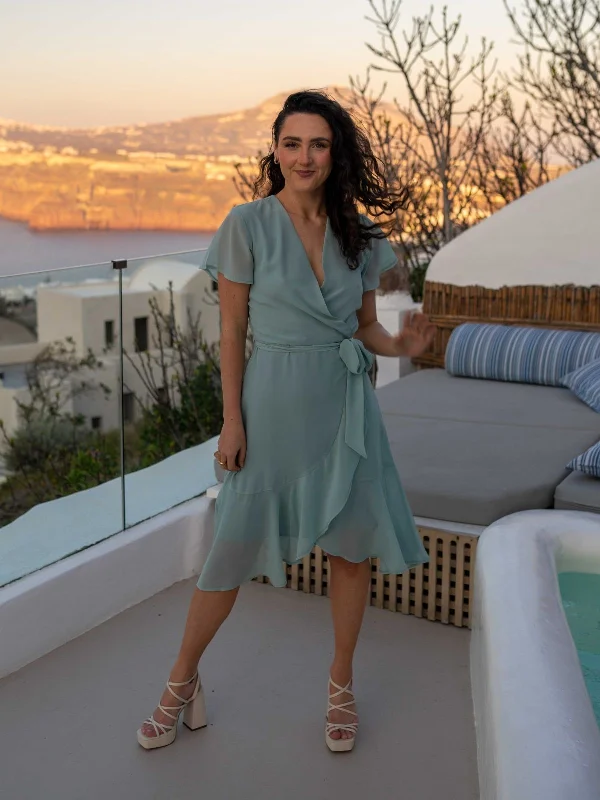Limited Quantity Faith Midi Ruffle Dress / Sage
