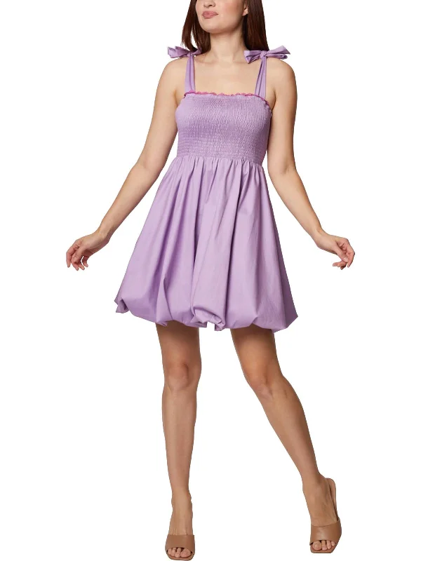Act Now Womens Smocked Short Mini Dress