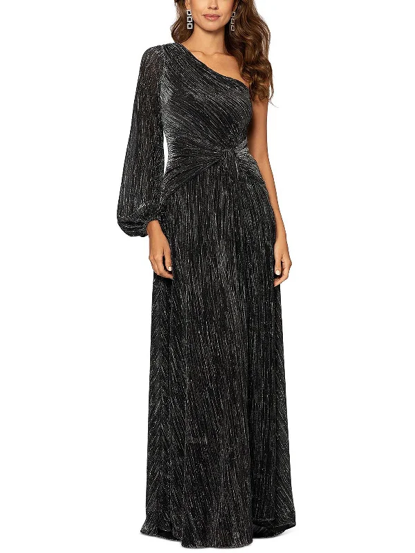Grand Opening Sale Womens Metallic One Shoulder Evening Dress