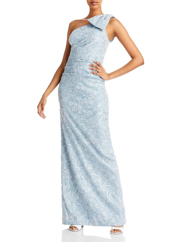 Exclusive Access Womens Metallic One Shoulder Evening Dress