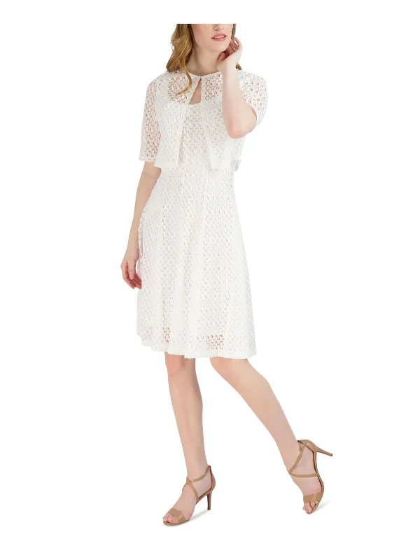 Price Break Petites Womens Lace Knee Fit & Flare Dress