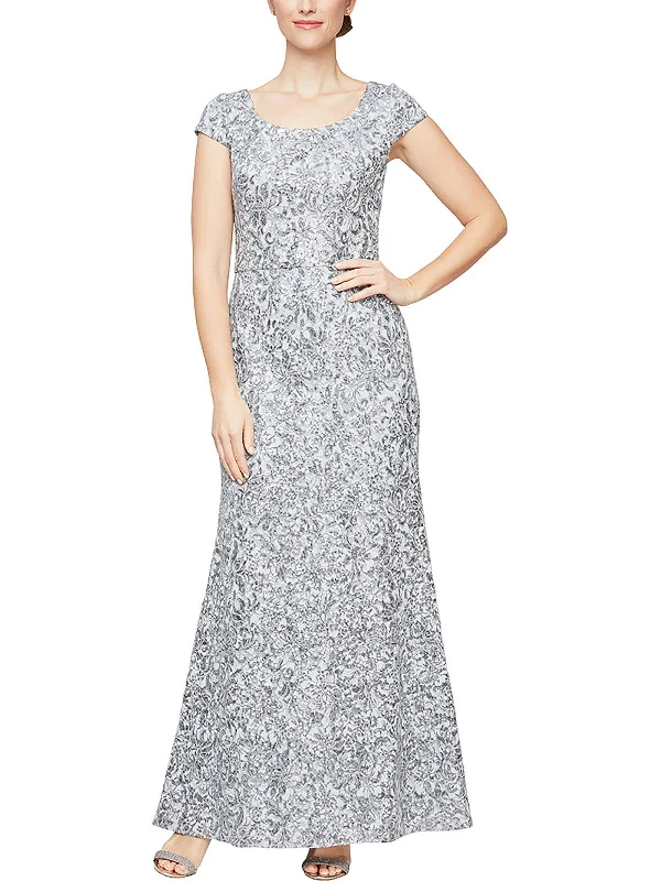 Deal Explosion Petites Womens Lace Maxi Evening Dress