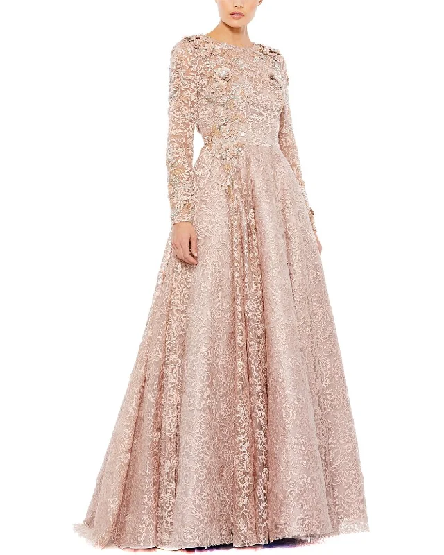 Buy Now Mac Duggal Embellished Illusion A Line Gown