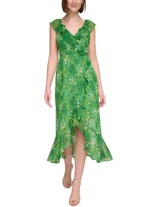 YEAR-End Sale Womens Faux Wrap Chiffon Wrap Dress