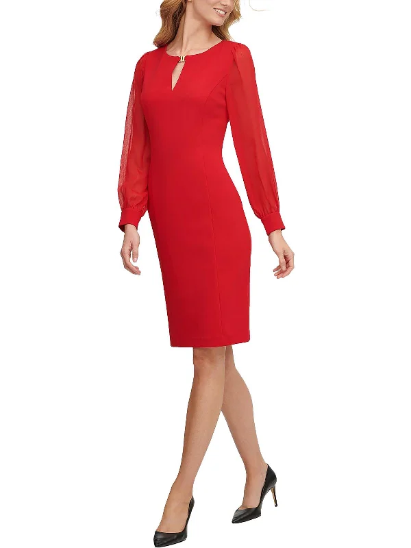 Special Promotion Womens Crepe Chiffon Sleeve Mini Dress